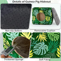 Bienbee Guinea Pig Hideout, Washable Guinea Pigs House Cozy Guinea Pigs Bed for Small Pet Bunny/Rabbit/Hamster/Chinchilla Guinea Pig Accessories Green Leaf