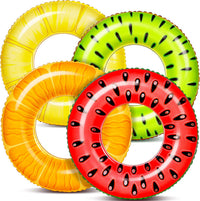 Sloosh 4 Pack Inflatable Pool Floats, Pool Tube Rings - Fruit