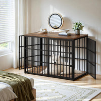 Lyromix 48'' XXL Dog Crate Furniture with 3 Doors for Large Dogs – Essentials for Dogs - Brown / 53.9"L x 31.9"W x 37.2"H - image 4