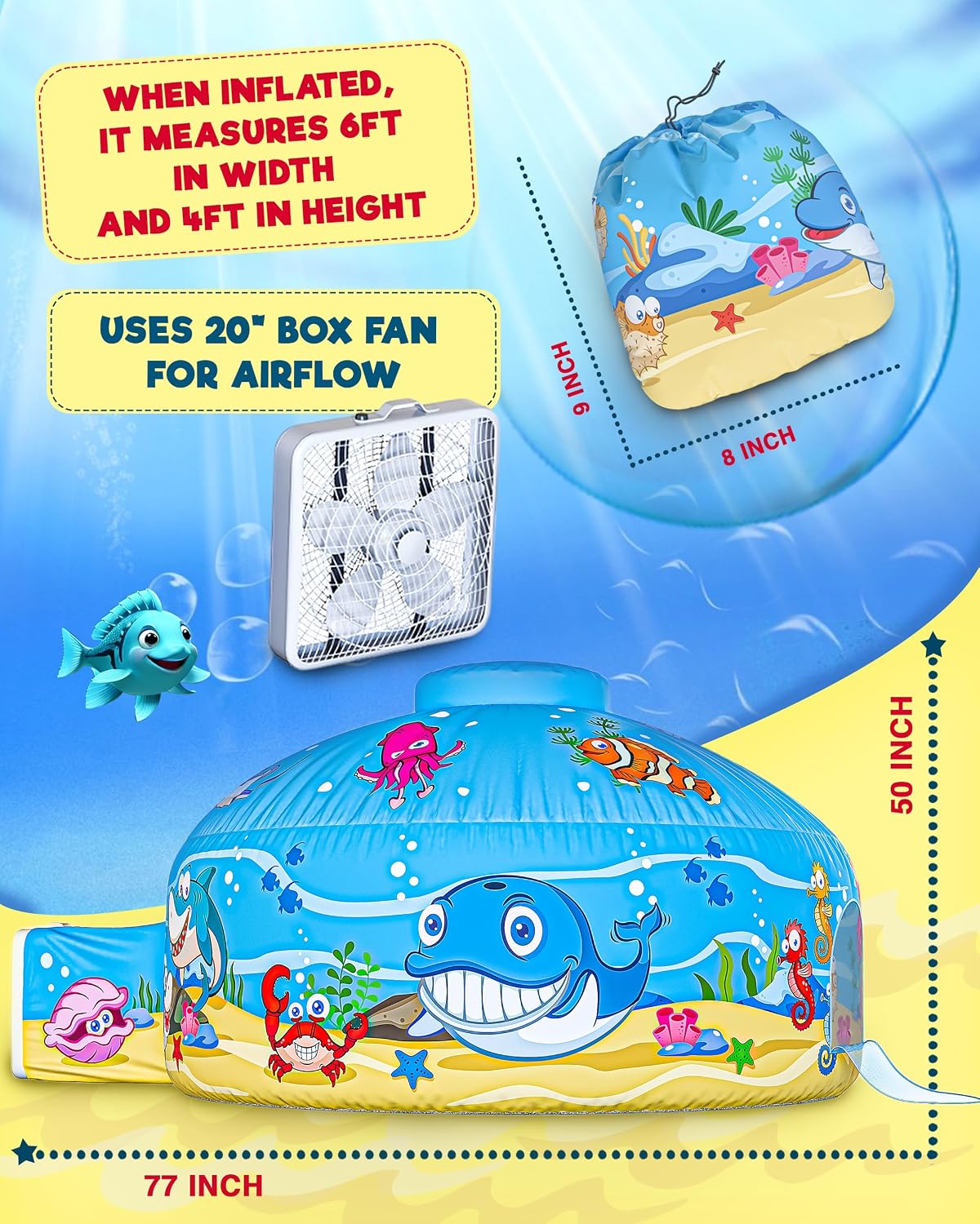 Air Tent for kids Door 77 x 50 in - Ocean Fun - image 2