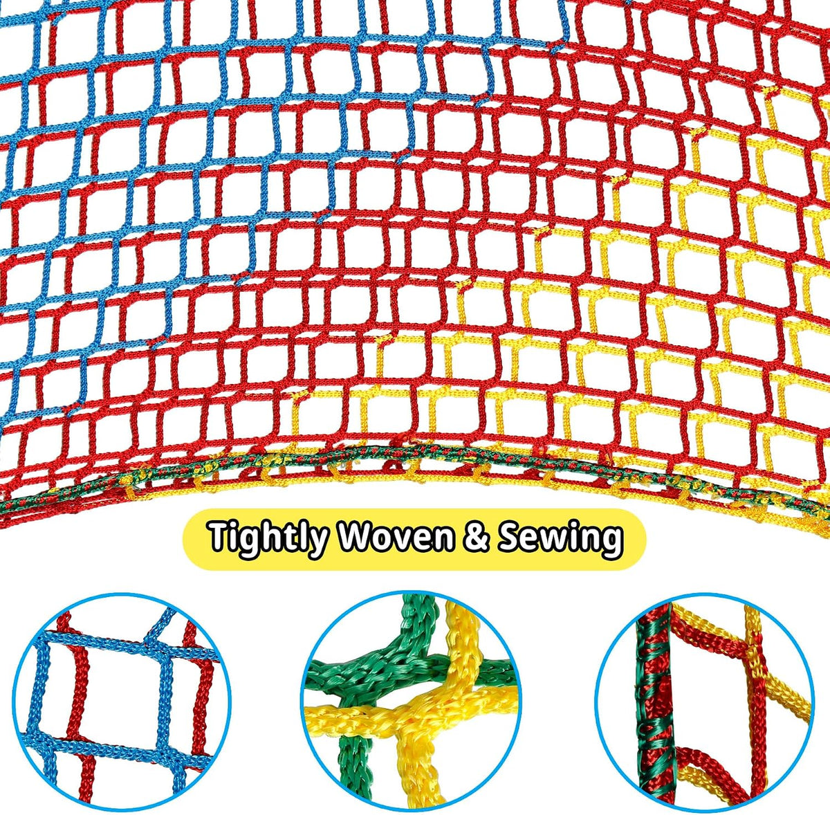 Climbing Cargo Net 6.5' x 9.8' for Outdoor Treehouse – Fun for Kids & Family - 14.7‘ x 9.8‘ / Multicolour - image 4