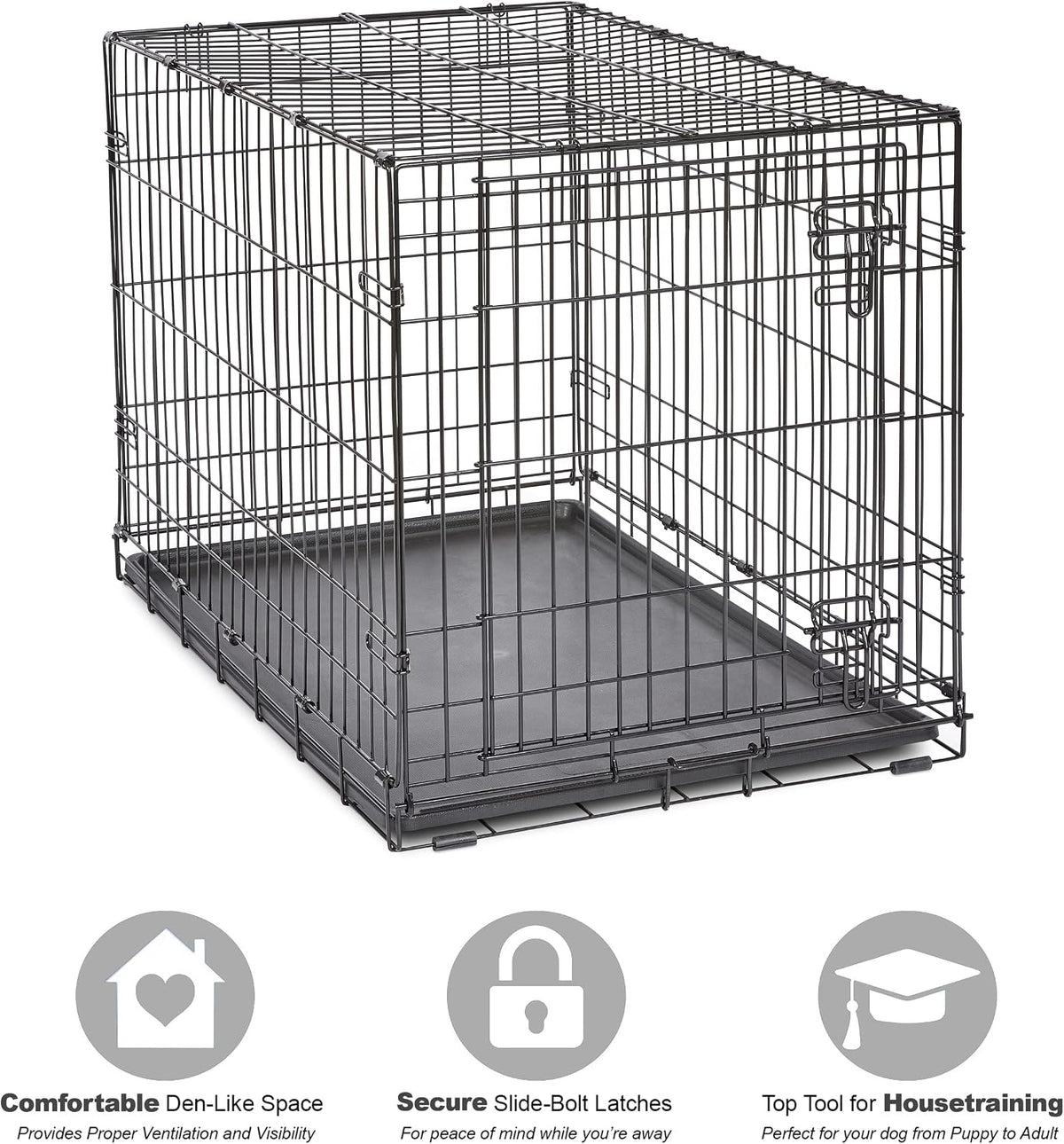 New World by Midwest 42-Inch Single Door Crate, for Large Breeds - Single Door - Black / Medium (36"L) - image 3