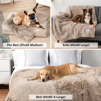 PetAmi Waterproof Dog Blanket for Couch Protector Pet Throw - Taupe / Queen (90x90) - image 3