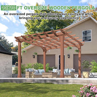 MUPATER 10×10 FT Wooden Pergola with Roof, Wood Pergola Kit with Stakes, Outdoor Shelter Structure for Climbing Plant Support, All-Season Durability, Shade for Patio, Backyard, Deck, Lawn