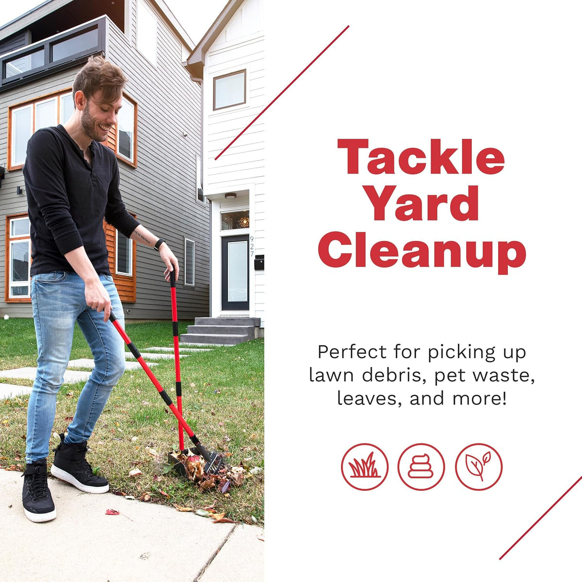 Pooper Scooper for Dogs, Heavy Duty Long Handle Rake - 2 Piece Set - Standard - image 3