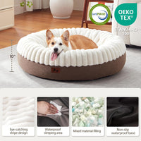 Donut Dog Bed Medium Size Dog, Round Cat Beds for Small Dogs – Essentials for Dogs - Cream / 36"L x 36"W x 10"Th - image 2