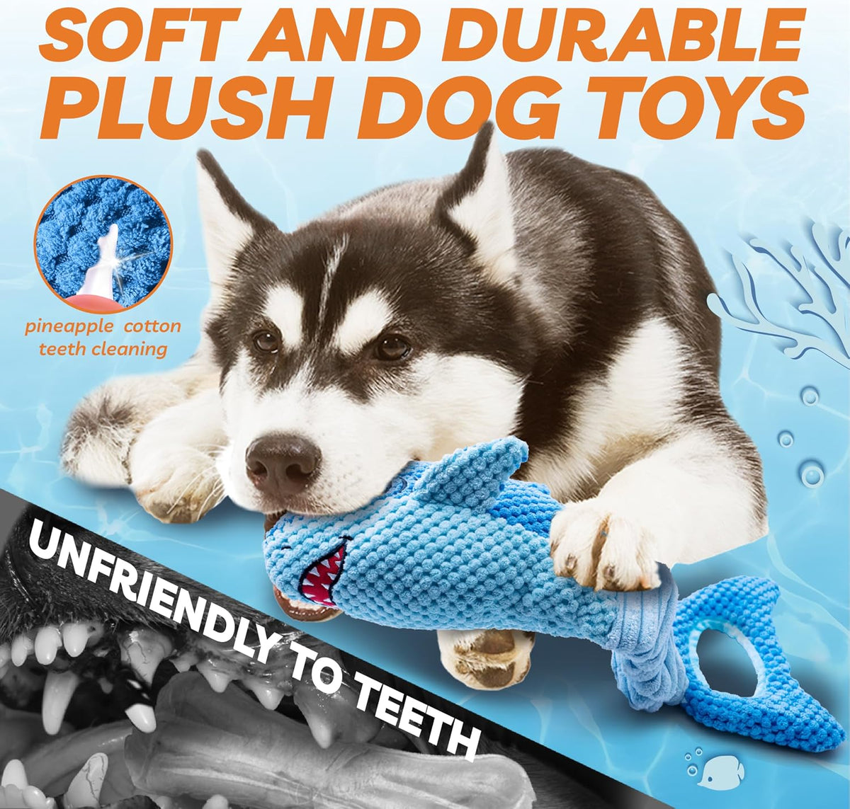 LEGEND SANDY Tough Dog Toys - 1 Pack Blue Shark (Large) - image 4