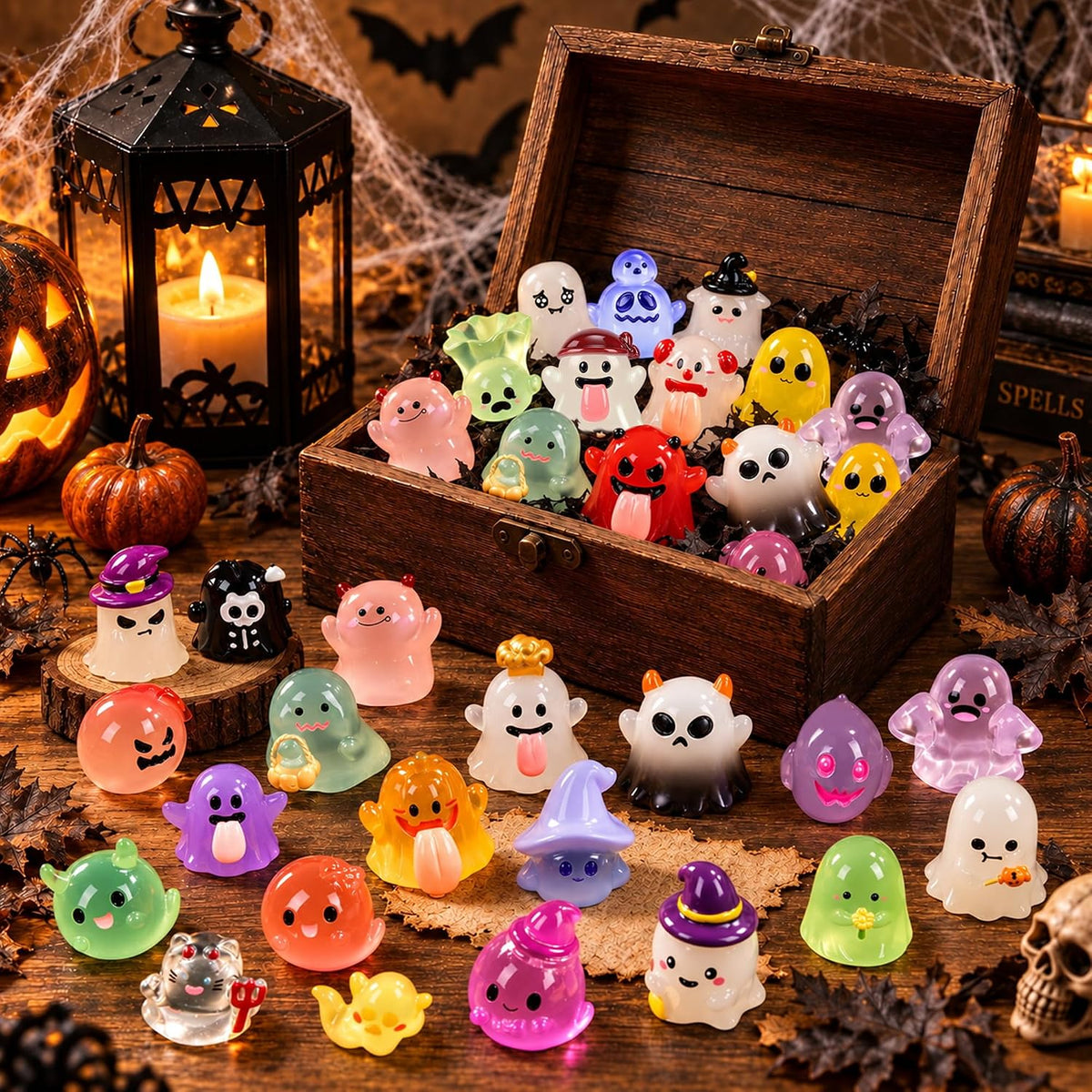 44Pcs Halloween Mini Ghost Figurines 44 Styles Luminous Resin - 44pcs-luminous Ghosts - image 4