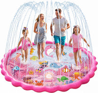 Yeeeasy 69 inch pink ocean splash pad for kids with water sprinkler