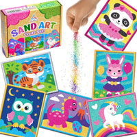 ALEXES sand art kit for kids with sticker sand mosaic pictures and rhinestones