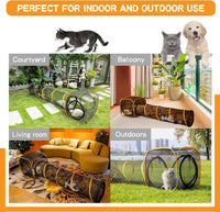 Cat Play Tunnel + Cube for Indoor and Outdoor, Cat Playpen - 2pcs Run Tunnel with Cube - image 4