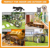 Collapsible Cat Play Tunnel + Cube with Three Ways for Indoor and Outdoor, Cat Enclosure, Tunnel and Tent Connection