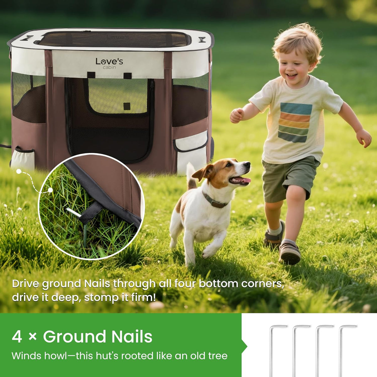 Love's cabin Pet Puppy Dog Playpen - Brown / Large - image 4