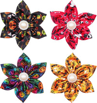 PET SHOW 4 Pack Small Dog Bows Sliding on Collar Attachment – Essentials for Dogs - Halloween 3.15"