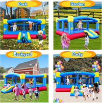 Causeair inflatable bounce house with slide, mesh walls and double basketball hoop - view 2