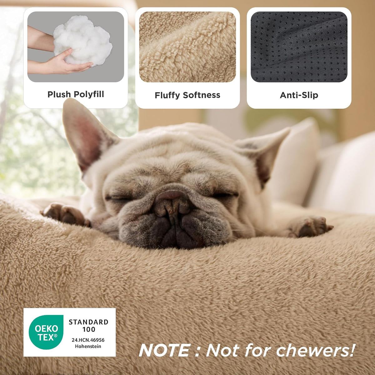 Bedsure Washable XL Dog Bed for Crate, Comfort Fluffy Pet Pillow - 35"L x 23"W x 3"Th (L-Crate) / Brown - image 2