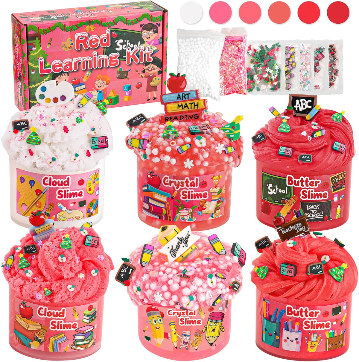 6 Pack Halloween Slime Kit, Cloud Butter Slime for Girls Boys – Fun for Kids & Family - Red