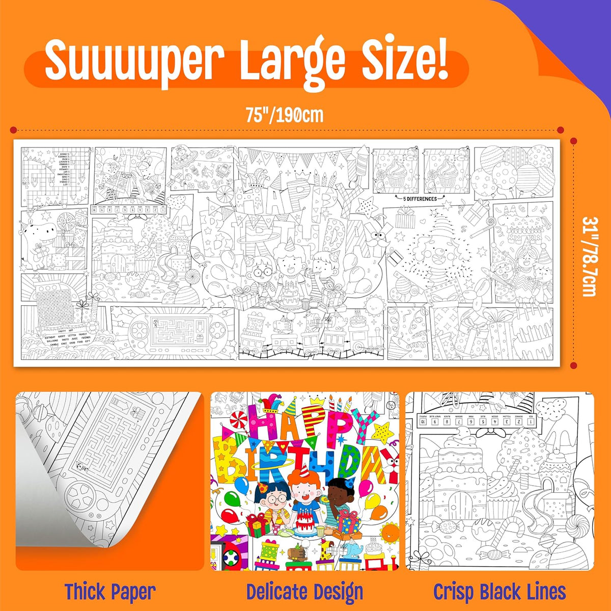 SpriteGru jumbo Halloween coloring poster with ghosts, pumpkins and witches - view 38