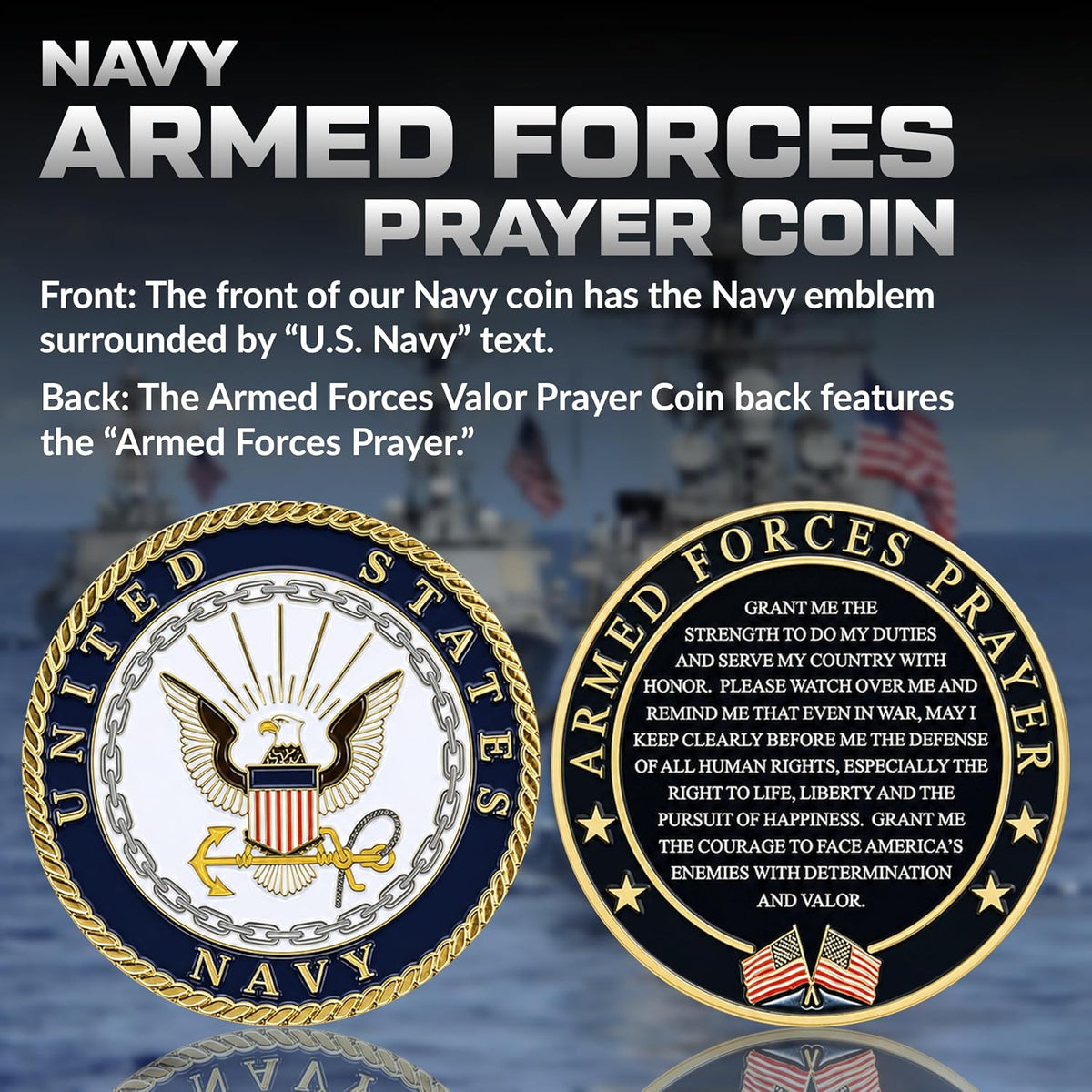 Military Gift Shop Air Force Armed Forces Prayer Coin - Navy - image 2