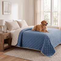 Waterproof Couch Cover, Washable Dog & Pet Furniture Protector - Blue+cream / 82x102 Inches