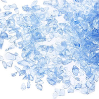 TWINKLING High Luster Fire Glass Gravel Stone Glitter,Broken Glass,Fire Gems Chips,Crushed Glass for Fire Pit Crafts Resin Art Aquarium Garden Decoration,3-6mm,1-Pound Jar (Light Blue)