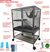 Deluxe Double Unit Two Full Story Small Animal Critter Home Rolling - Black Vein / 2 / 24"L x 17.5"W x 34"H - image 3