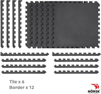 Norsk Dual-Sided Reversible 1/2" Foam Exercise Mats for Home Gym - Interlocking EVA Foam Tiles