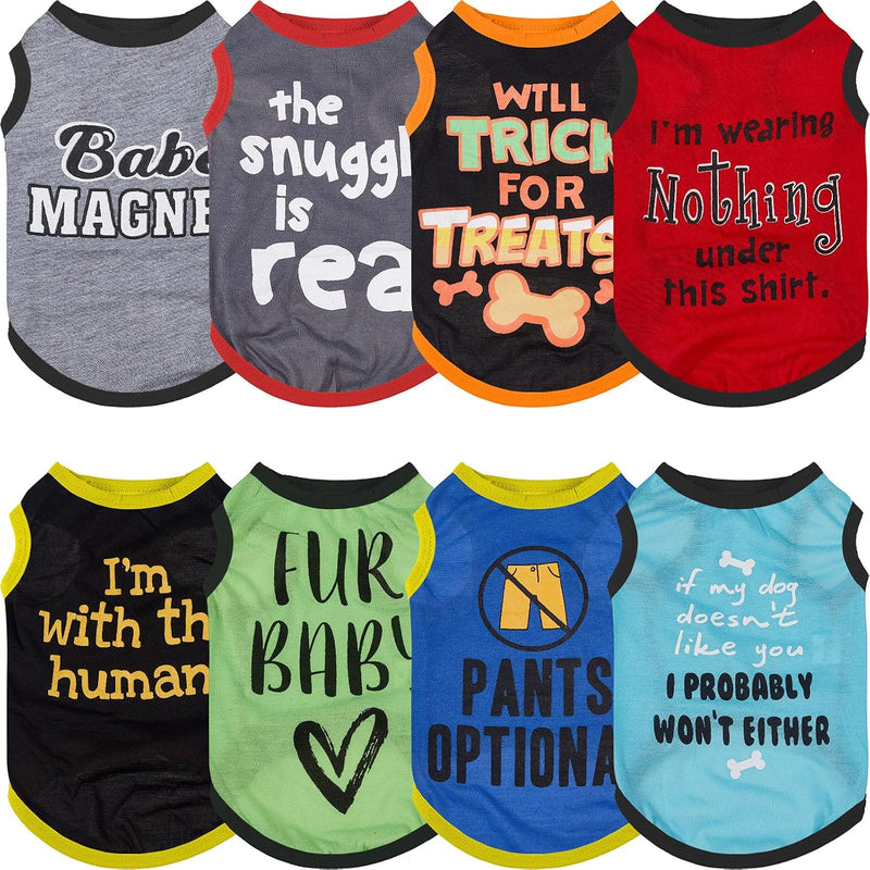 8 Pcs Dog T-Shirts Printed Funny, X - Classic Pattern / X- Large