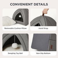 Bedsure 2in1 Cat Beds for Indoor Cats Cave for Kitten with Washable - L(17.3x17.3x17.3) / Grey - image 4