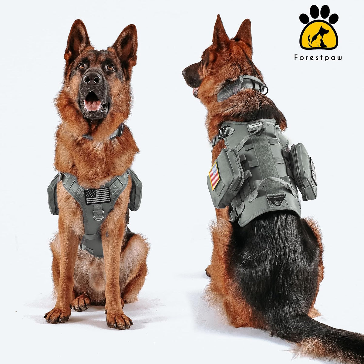 Forestpaw Tactical Dog Harness for Medium Dogs, Service Dog Vest - S:Chest 17-25",Fit 20-35lbs / Gray - image 4