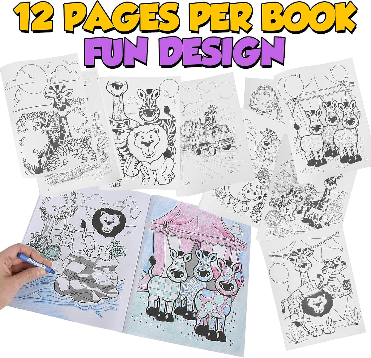 Bedwina zoo animal coloring books for kids, 18 pack of 9 x 11 inch books - view 4