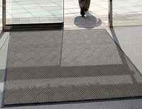 WaterHog Diamond | Commercial-Grade Entrance Mat with Rubber Border – Indoor/Outdoor, Quick Drying, Stain Resistant Door Mat (Medium Grey, 4' x 12')