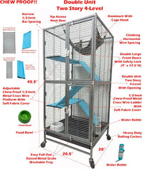 Deluxe Double Unit Two Full Story Small Animal Critter Home Rolling - Black Vein / 4 / 20.5"L x 20.0"W x 45.5"H - image 3