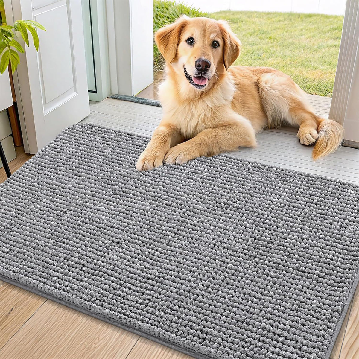 Smiry Dog Door Mat for Muddy Paws 30x20 - 36"X24" / Grey