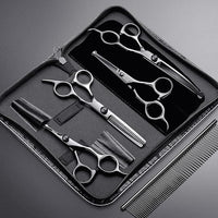 Gimars 7inch Professional 4CR Stainless Steel 6 in 1 Grooming Scissors for Dogs with Safety Round Tip, Heavy Duty Titanium Coated Pet Grooming Scissor for Dogs, Cats and Other Animals