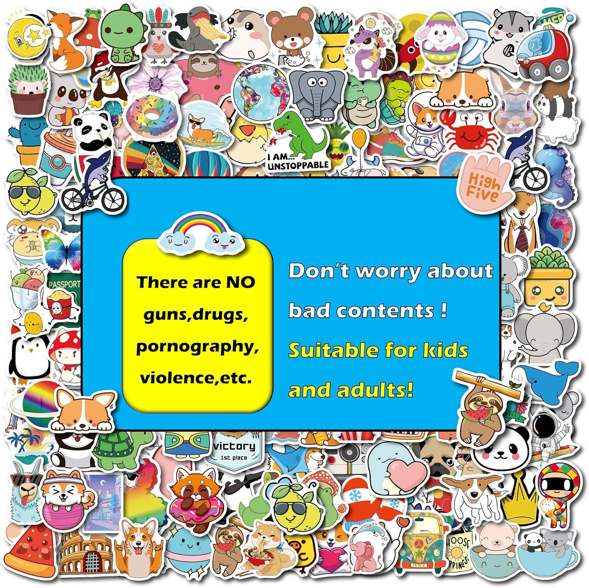 win4pdlay 200 waterproof vinyl stickers for kids with cute kawaii designs for water bottles - view 16