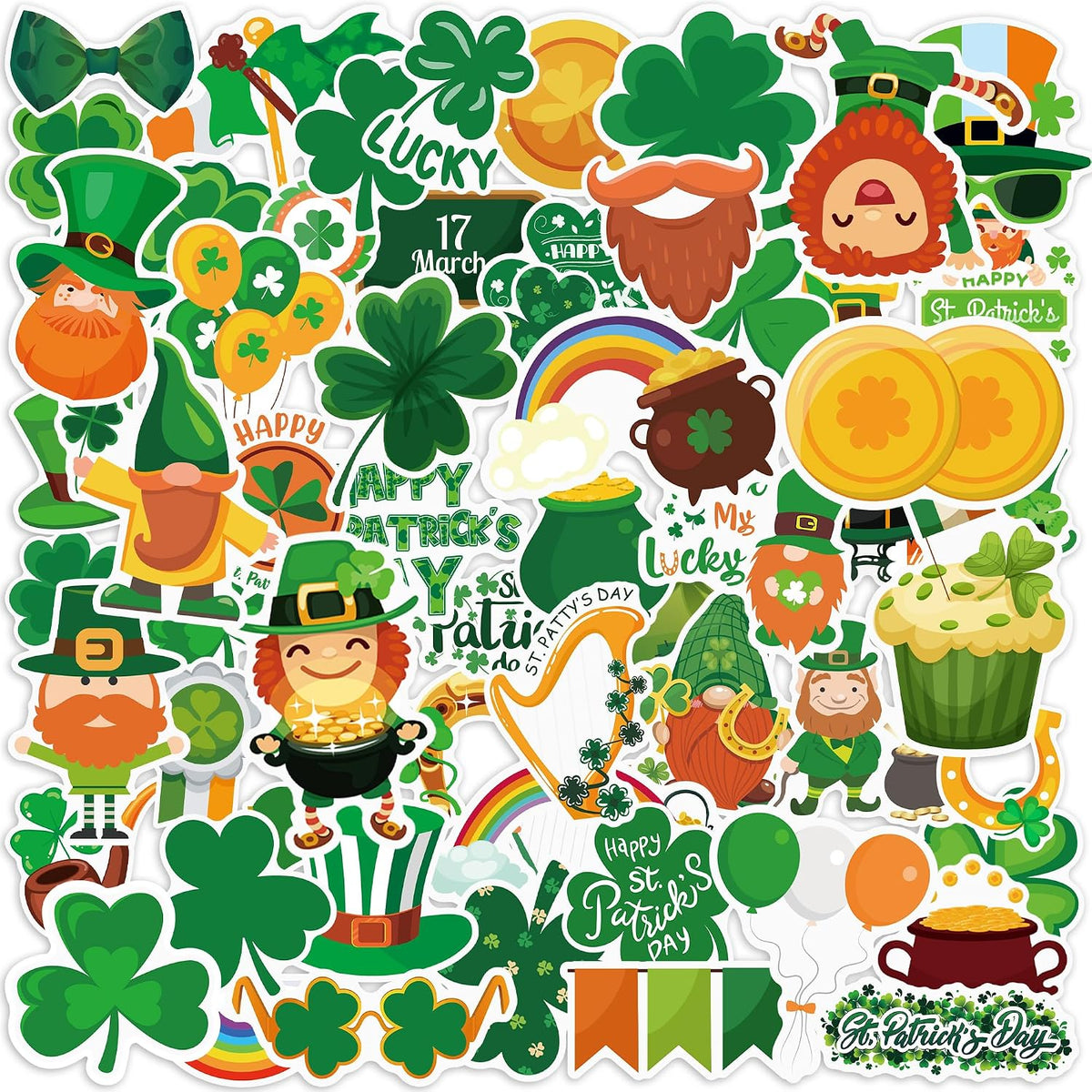 Stickers for Kids, Water Bottle Scrapbook Stickers for Toddlers - St Patricks Day