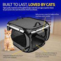 Extra Large Cat Carrier for Travel, Blue Checkers - Black - image 3
