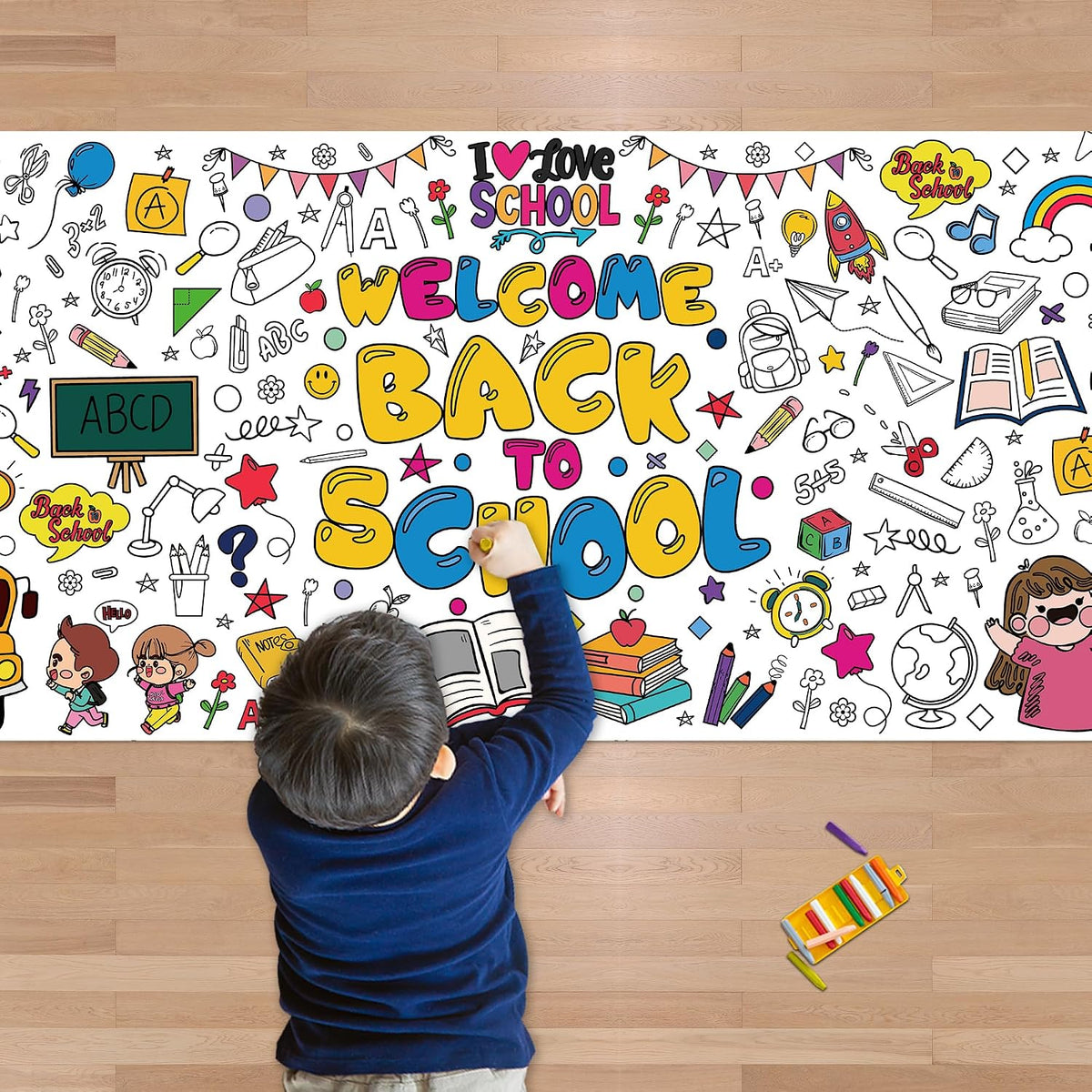 OHOME Halloween Giant Coloring Poster/Tablecloth-Halloween Crafts - Back to School
