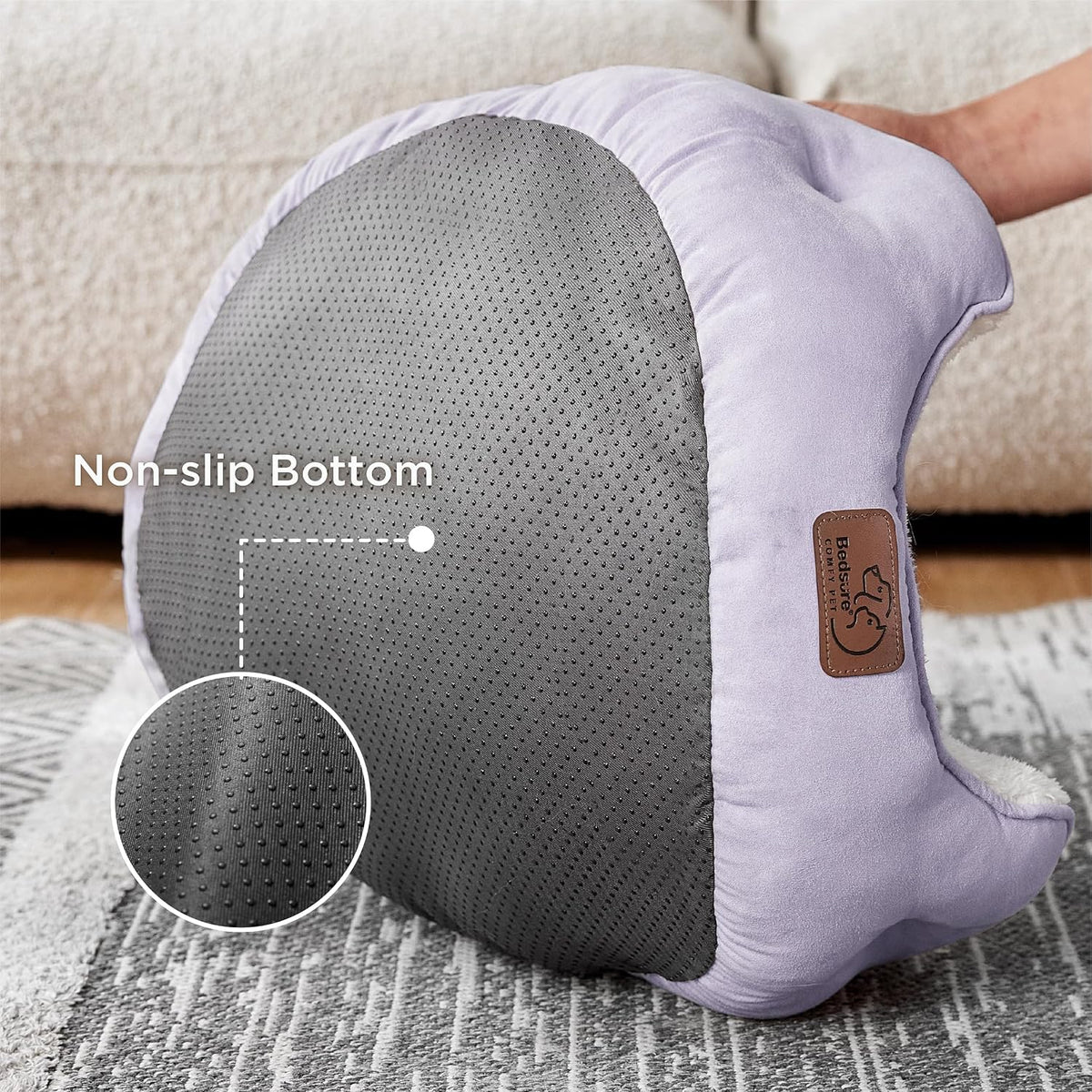 Bedsure Small Dog Bed Washable, Round Cat Beds for Indoor Cats - 25"L x 21"W x 8"Th / Azure Lilac - image 2