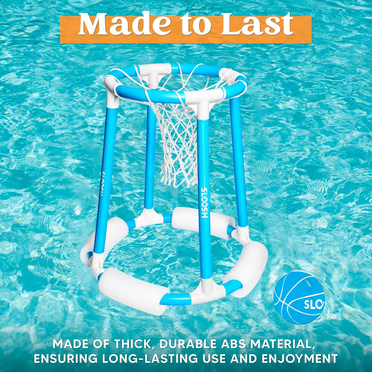 Sloosh Pool Basketball Hoop Set, Floating Basketball Pool Game - Blue - image 3