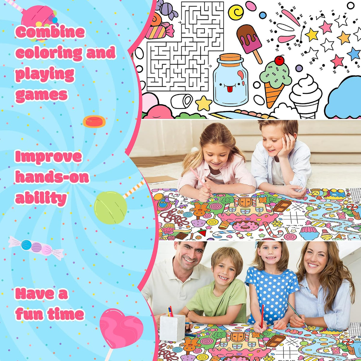 Dvbonike Jumbo Mandala Coloring Poster Giant Flower DIY Drawing Paper - Candy - image 4