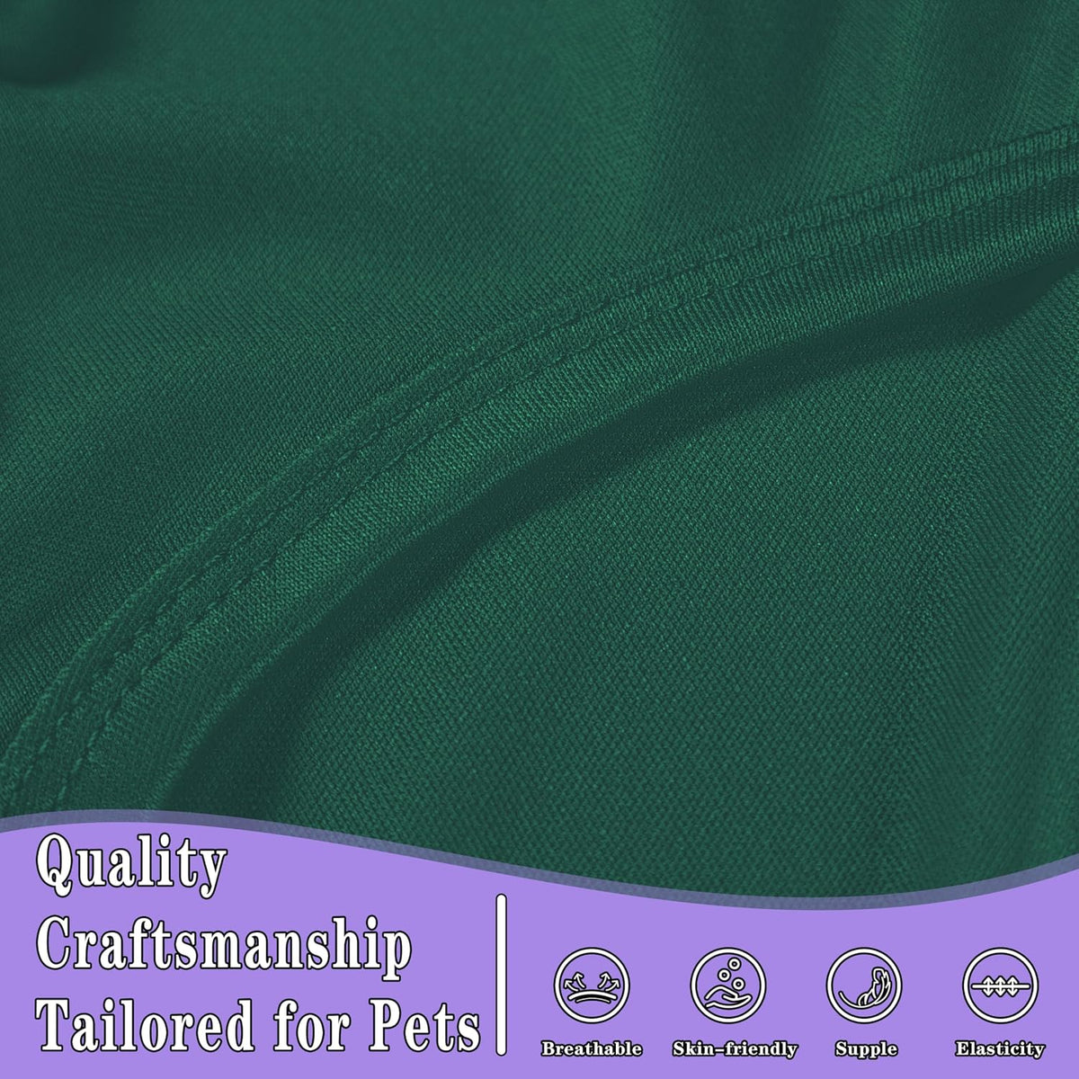 2 Pack Solid Color Dog Shirts, Lightweight, Quick Dry - Green,Purple / L (18'' Chest) - image 4