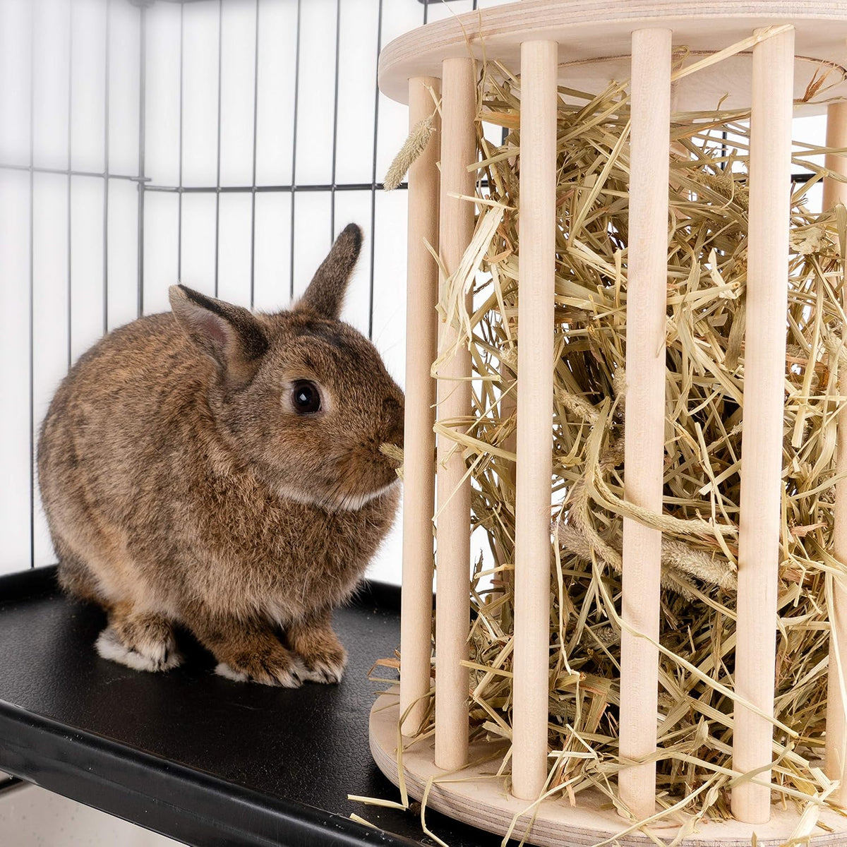 andwe Rabbit Hay Feeder Wooden Food Feeding Rack Easy to Fill – Essentials for Small Pets - image 4