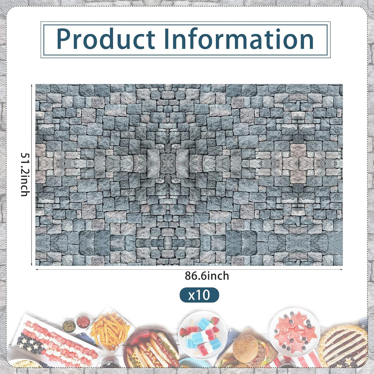 Irenare 1 Piece Cobblestone Stone Tablecloth - 10 / Cobblestone - image 2