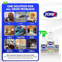 ZORBX Unscented Multipurpose Odor Eliminator Value Pack 2 Oz + 16 Oz + 32 Oz - Used in Hospitals & Healthcare Facilities - Advanced Trusted Formula - Perfect Bundle to Get Rid of Unpleasant Odors