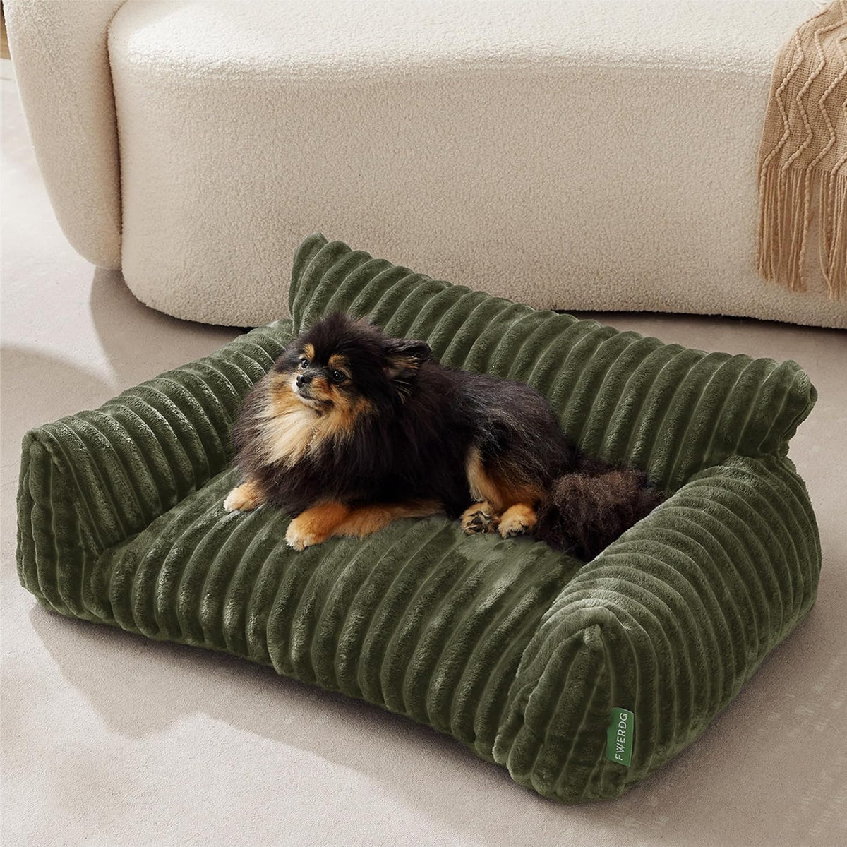 Cute Couch Bed for Pets, Supportive Cat Sofa for Indoor Cats - 30.0"L x 20.0"W x 10.0"Th / Green - image 2