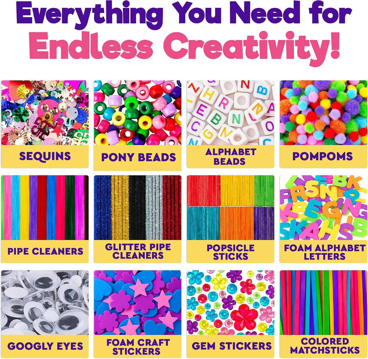 Blue Squid Arts & Crafts Box- 2800+ pcs Deluxe Craft Supplies Box - Craft Box Pink - image 4