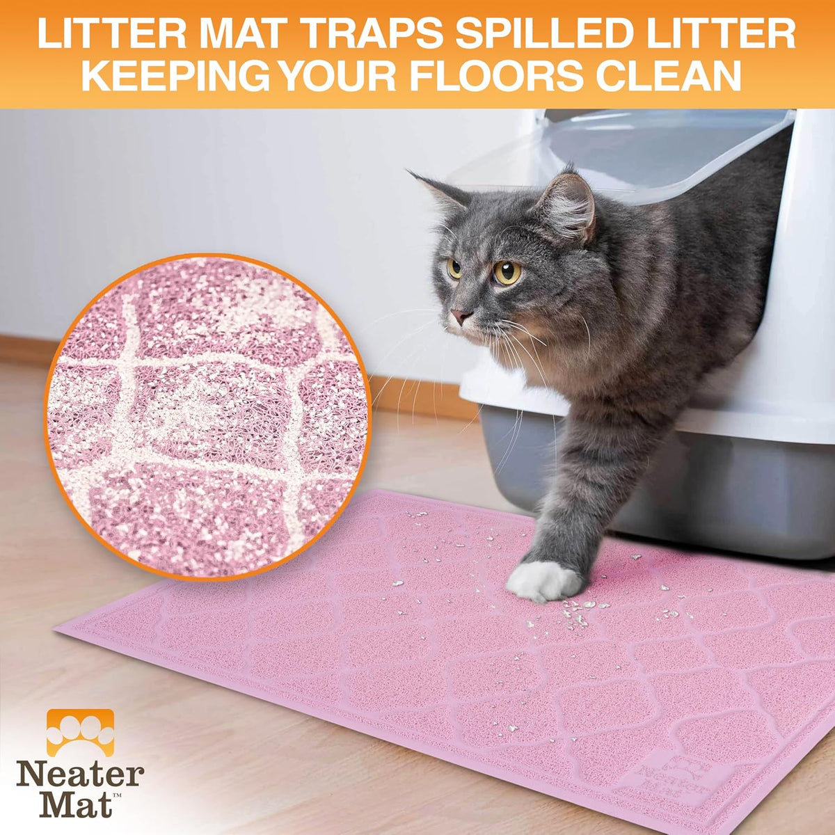 Neater Pets Neater Mat Cat Litter Mat - 23x35 / Pink - image 2