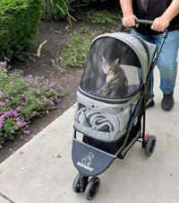 ROODO 3 Wheel Dog Pet Cat Stroller Best Lightweight Foldable Compact - Cationic ash - image 2